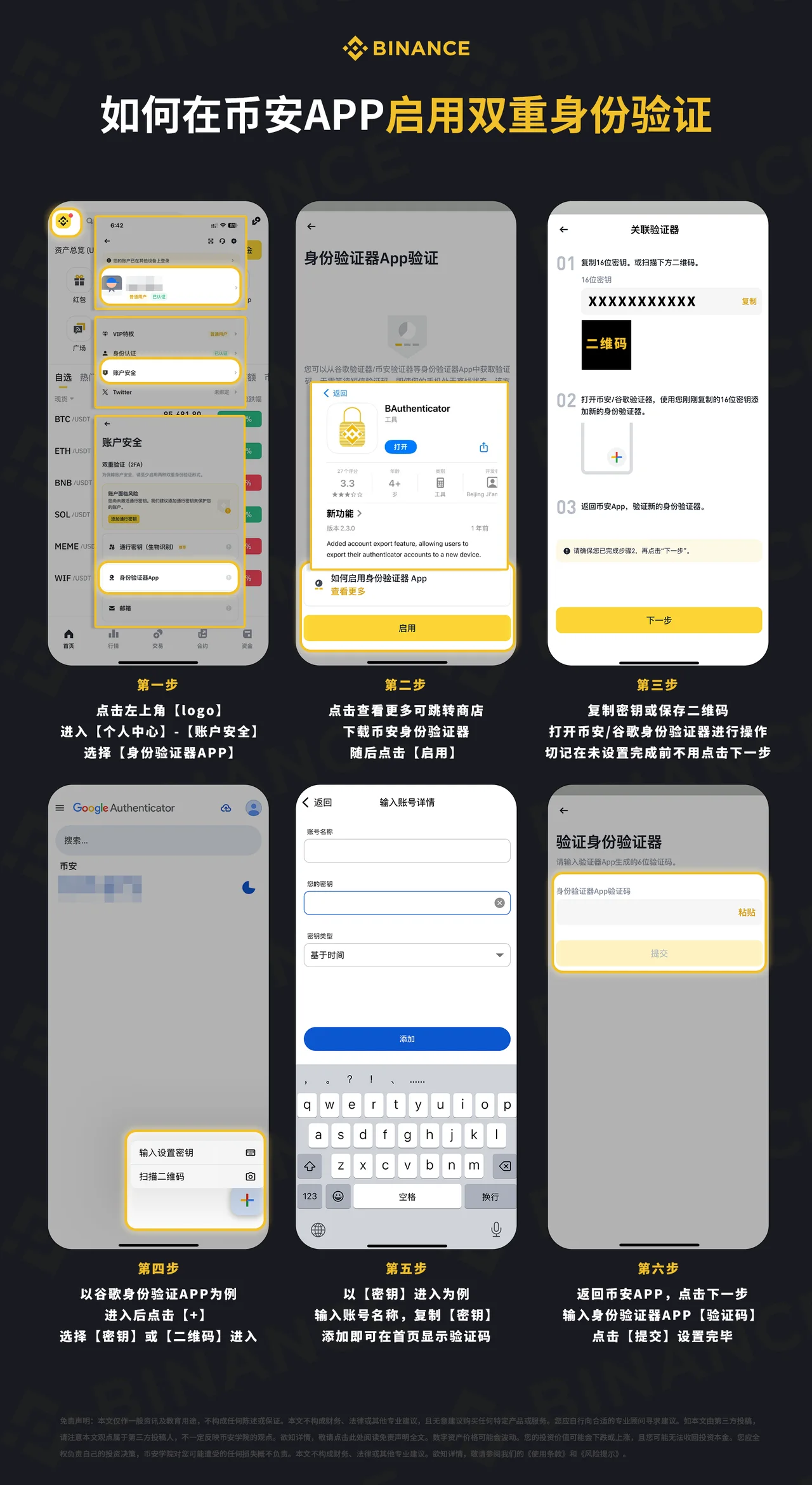 如何在币安APP启用双重身份验证（图解教程）：操作步骤图